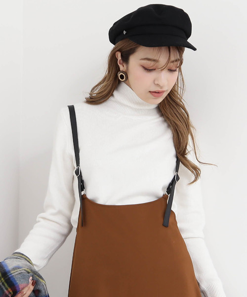 N.(N. Natural Beauty Basic)(エヌエヌナチュラルビューティーベーシック)の「サスペンダー付スカート(ジャンパースカート・レディース・ブラック/ブラウン・MEDIUM)」の8枚目の写真