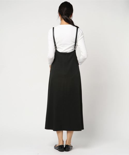 N.(N. Natural Beauty Basic)(エヌエヌナチュラルビューティーベーシック)の「サスペンダー付スカート(ジャンパースカート・レディース・ブラック/ブラウン・MEDIUM)」の4枚目の写真