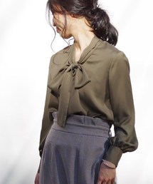 NARACAMICIE | ナチュラルストレッチボウタイブラウス(シャツ/ブラウス)
