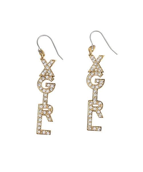 X-girl（エックスガール）の「LINED LOGO EARRINGS（ピアス（両耳用）・レディース・シルバー/ゴールド・ONE SIZE）」の2枚目の写真
