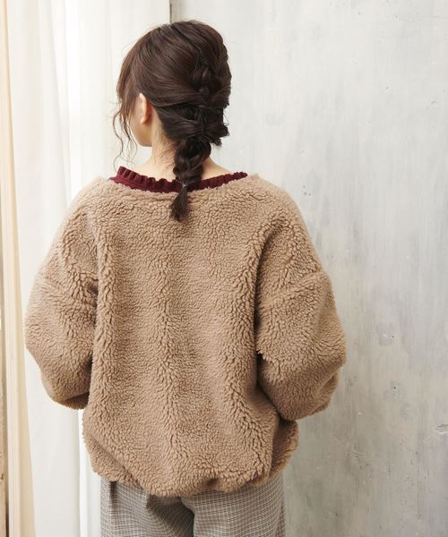 OLIVE des OLIVE（オリーブデオリーブ）の「[WEB限定] ボアVネックブルゾン（ブルゾン・レディース・ブラウン/キナリ・FREE）」の5枚目の写真