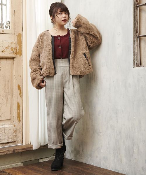 OLIVE des OLIVE（オリーブデオリーブ）の「[WEB限定] ボアVネックブルゾン（ブルゾン・レディース・ブラウン/キナリ・FREE）」の15枚目の写真