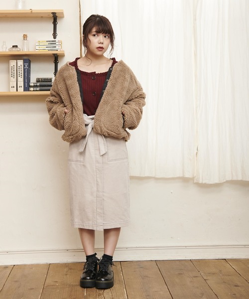 OLIVE des OLIVE（オリーブデオリーブ）の「[WEB限定] ボアVネックブルゾン（ブルゾン・レディース・ブラウン/キナリ・FREE）」の22枚目の写真