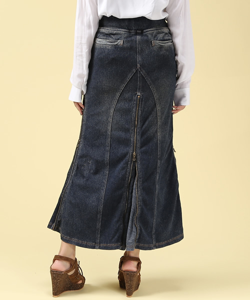 goa（ゴア）の「カットデニムスライダー付ロングスカート（スカート・レディース・インディゴブルー/ブラック・FREE）」の5枚目の写真