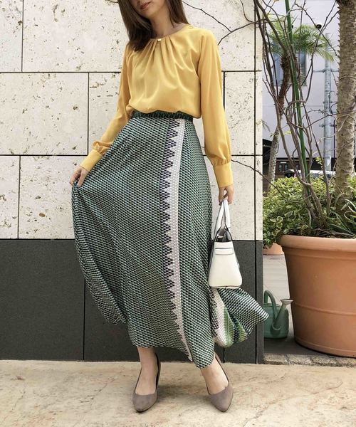 PICCIN（ピッチン）の「幾何学プリントスカート（スカート・レディース・グリーン系その他/オレンジ系その他・MEDIUM）」の4枚目の写真