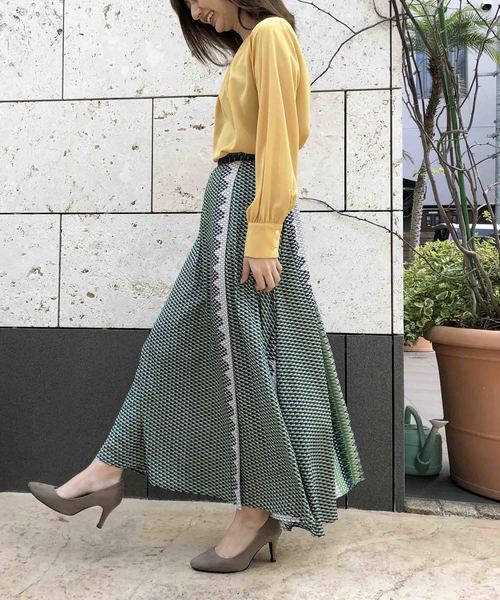 PICCIN（ピッチン）の「幾何学プリントスカート（スカート・レディース・グリーン系その他/オレンジ系その他・MEDIUM）」の5枚目の写真