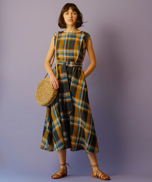 Banner Barrett（バナーバレット）の「LINEN CHECK DRESS / リネンチェックドレス（ワンピース・レディース・イエロー/グリーン・38）」の5枚目の写真