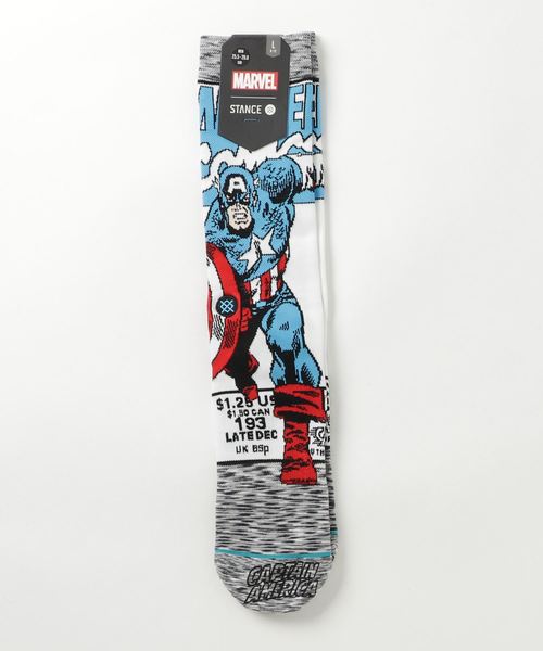 Stance スタンス の Stance Socks スタンスソックス Captain America Comic M546d18caa Gry Grey ソックス 靴下 Wear