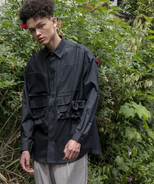 MAISON SPECIAL（メゾンスペシャル）の「LIMONTA/リモンタ ユーティリティーシャツ【MAISON SPECIAL/メゾンスペシャル】（シャツ/ブラウス・メンズ・ブラック/チャコールグレー・46/48）」の2枚目の写真