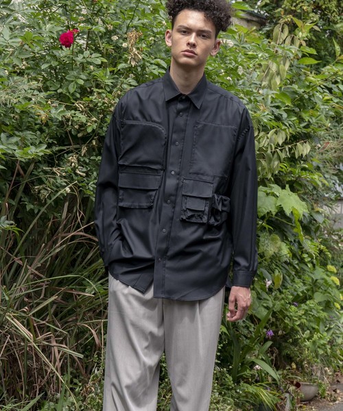 MAISON SPECIAL（メゾンスペシャル）の「LIMONTA/リモンタ ユーティリティーシャツ【MAISON SPECIAL/メゾンスペシャル】（シャツ/ブラウス・メンズ・ブラック/チャコールグレー・46/48）」の7枚目の写真