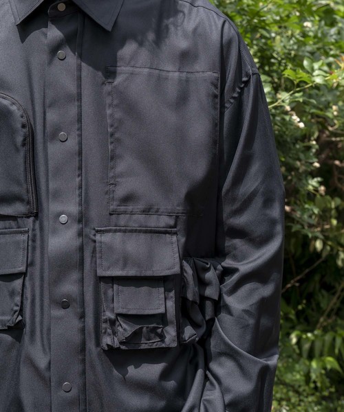 MAISON SPECIAL（メゾンスペシャル）の「LIMONTA/リモンタ ユーティリティーシャツ【MAISON SPECIAL/メゾンスペシャル】（シャツ/ブラウス・メンズ・ブラック/チャコールグレー・46/48）」の10枚目の写真