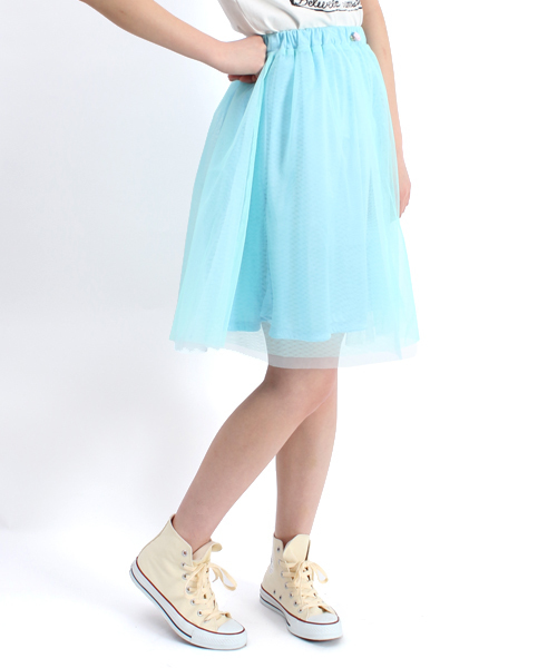 WEGO（ウィゴー）の「∴【Silent Siren×WEGO】チュールミドルスカート（スカート・レディース・オフホワイト/ブラック/サックスブルー/ライトピンク・FREE）」の9枚目の写真