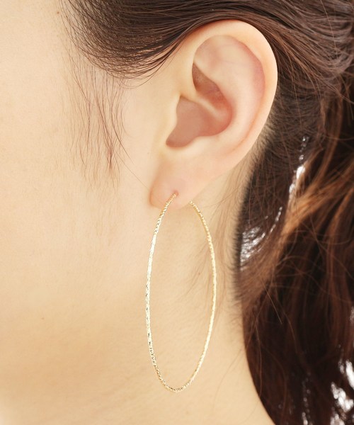 COCOSHNIK(ココシュニック)の「K18ミラーカットビーズ フープピアス(大)(ピアス(両耳用)・レディース・ホワイト系その他7・00)」の5枚目の写真