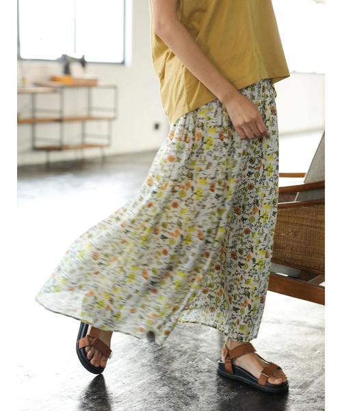 CRAFT STANDARD BOUTIQUE（クラフトスタンダードブティック）の「イロイロプリントギャザーマキシスカート●（スカート・レディース・ブラック/ネイビー/オフホワイト/オレンジ/ブルー・FREE）」の17枚目の写真