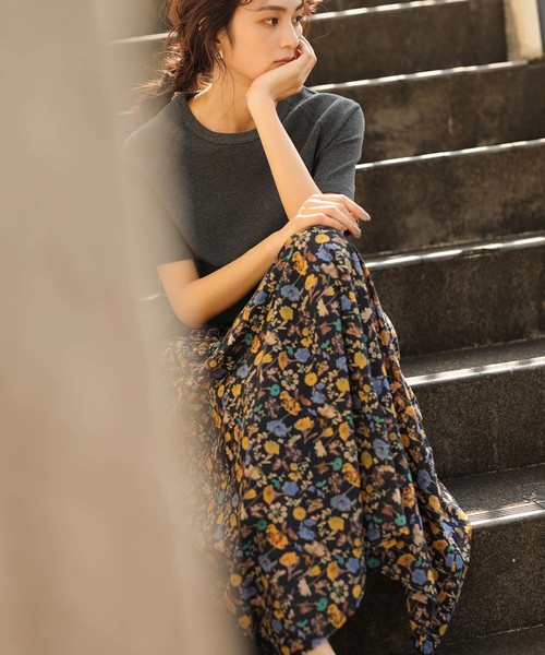 CRAFT STANDARD BOUTIQUE（クラフトスタンダードブティック）の「イロイロプリントギャザーマキシスカート●（スカート・レディース・ブラック/ネイビー/オフホワイト/オレンジ/ブルー・FREE）」の3枚目の写真