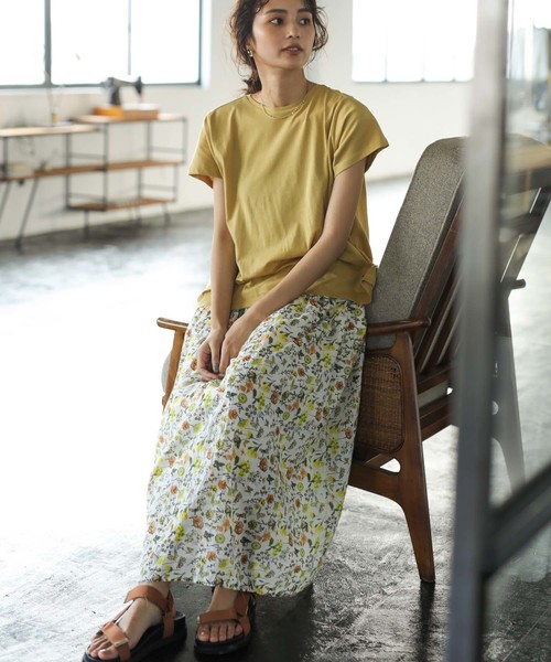 CRAFT STANDARD BOUTIQUE（クラフトスタンダードブティック）の「イロイロプリントギャザーマキシスカート●（スカート・レディース・ブラック/ネイビー/オフホワイト/オレンジ/ブルー・FREE）」の6枚目の写真