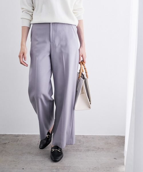 ROPE'(ロペ)の「【新色追加】ストレッチストレートワイドパンツ(その他パンツ)」|ラベンダー