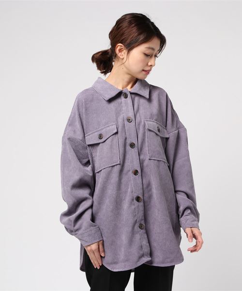 VENCEEXCHANGE(ヴァンスエクスチェンジ)の「コーデュロイビックポケットオーバーシャツ(シャツ/ブラウス・レディース・グレー/ブラウン/ベージュ/ピンク/パープル/ミント・M)」の5枚目の写真