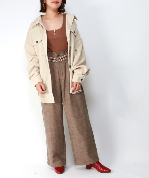 VENCEEXCHANGE(ヴァンスエクスチェンジ)の「コーデュロイビックポケットオーバーシャツ(シャツ/ブラウス・レディース・グレー/ブラウン/ベージュ/ピンク/パープル/ミント・M)」の16枚目の写真