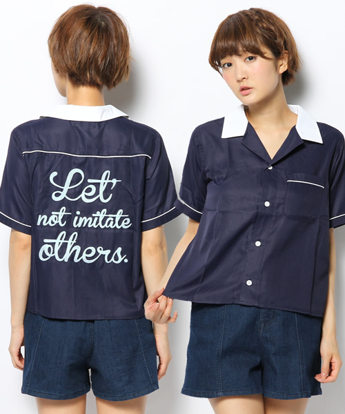 WEGO(ウィゴー)の「WEGO/ボーリングシャツ(シャツ/ブラウス・レディース・ホワイト/ネイビー/ライトピンク・FREE)」の3枚目の写真