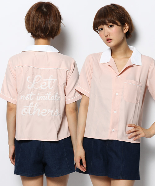 WEGO(ウィゴー)の「WEGO/ボーリングシャツ(シャツ/ブラウス・レディース・ホワイト/ネイビー/ライトピンク・FREE)」の1枚目の写真