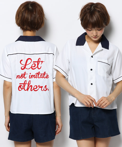 WEGO(ウィゴー)の「WEGO/ボーリングシャツ(シャツ/ブラウス・レディース・ホワイト/ネイビー/ライトピンク・FREE)」の2枚目の写真