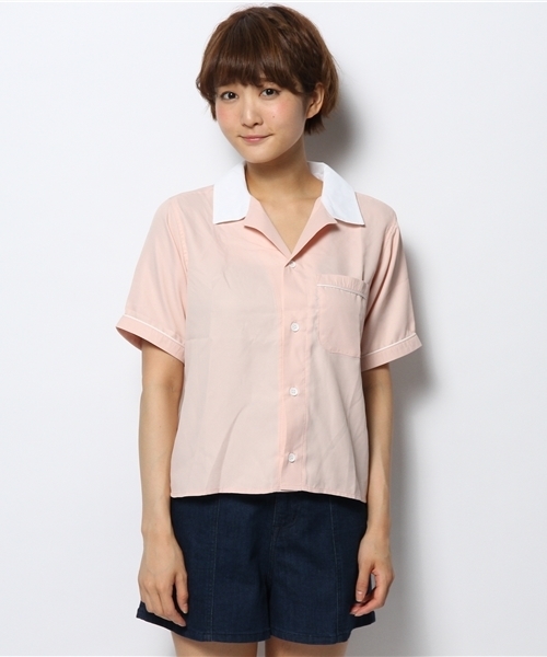 WEGO(ウィゴー)の「WEGO/ボーリングシャツ(シャツ/ブラウス・レディース・ホワイト/ネイビー/ライトピンク・FREE)」の4枚目の写真