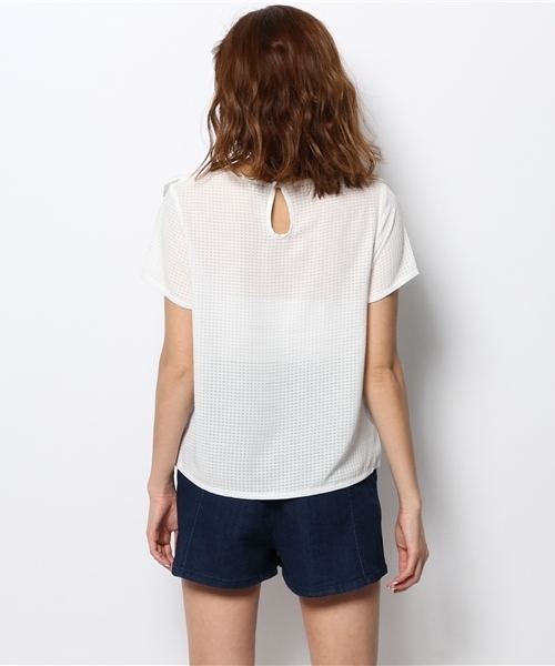 mystic（ミスティック）の「チェックフリルブラウス（シャツ/ブラウス・レディース・オフホワイト/ベージュ/ネイビー/ブラック・ﾌﾘ-）」の11枚目の写真