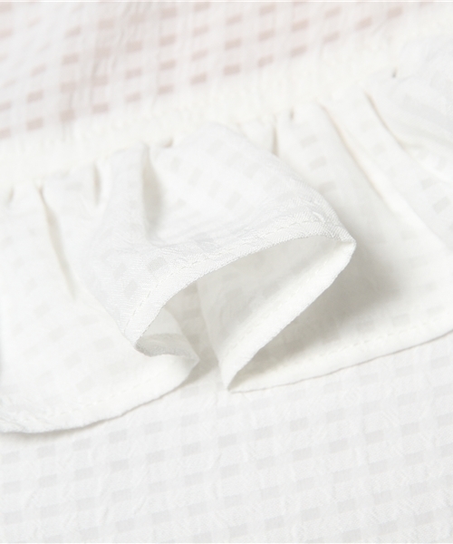 mystic（ミスティック）の「チェックフリルブラウス（シャツ/ブラウス・レディース・オフホワイト/ベージュ/ネイビー/ブラック・ﾌﾘ-）」の8枚目の写真