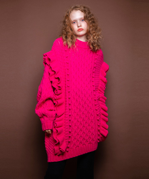 Candy Stripper(キャンディストリッパー)の「AMIABLE FRILL KNIT ワンピース(ワンピース・レディース・ブラック/ピンク/アイボリー・2)」の3枚目の写真