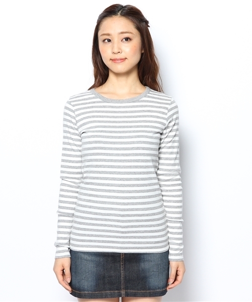 BEAMS BOY（ビームスボーイ）の「○BEAMS BOY / フライス 1cm ボーダー 0060CL（Tシャツ/カットソー・レディース・ライトグレー/ブラック/ベージュ/ネイビー・ONE SIZE）」の5枚目の写真