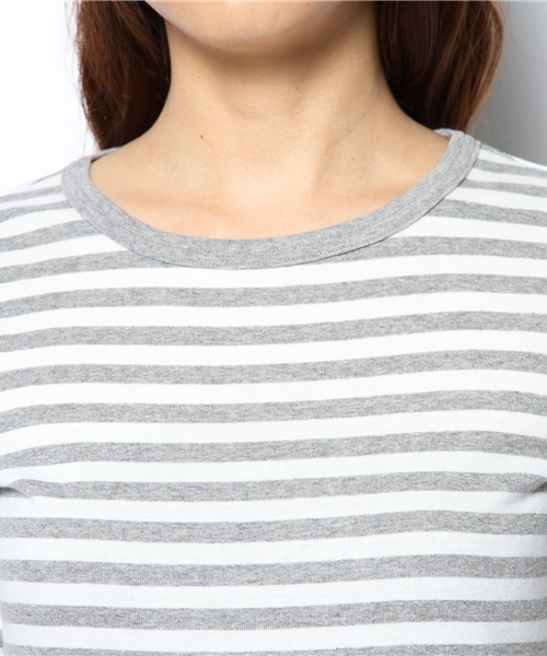 BEAMS BOY（ビームスボーイ）の「○BEAMS BOY / フライス 1cm ボーダー 0060CL（Tシャツ/カットソー・レディース・ライトグレー/ブラック/ベージュ/ネイビー・ONE SIZE）」の8枚目の写真