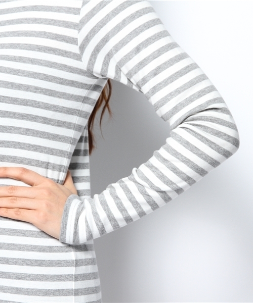 BEAMS BOY（ビームスボーイ）の「○BEAMS BOY / フライス 1cm ボーダー 0060CL（Tシャツ/カットソー・レディース・ライトグレー/ブラック/ベージュ/ネイビー・ONE SIZE）」の7枚目の写真