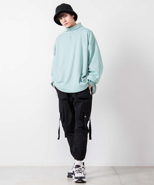 WEGO(ウィゴー)の「WEGO/ドローストリングルーズハーフジップビッグシルエットプルオーバー(スウェット・メンズ・ホワイト/ブラック/グリーン系その他・LARGE/MEDIUM)」の20枚目の写真