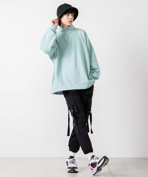 WEGO(ウィゴー)の「WEGO/ドローストリングルーズハーフジップビッグシルエットプルオーバー(スウェット・メンズ・ホワイト/ブラック/グリーン系その他・LARGE/MEDIUM)」の21枚目の写真