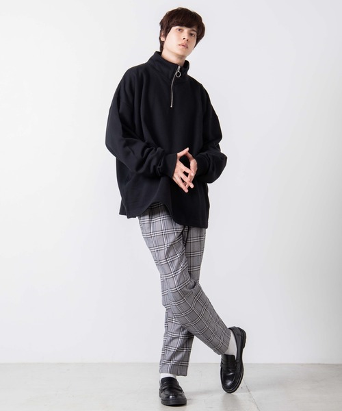 WEGO(ウィゴー)の「WEGO/ドローストリングルーズハーフジップビッグシルエットプルオーバー(スウェット・メンズ・ホワイト/ブラック/グリーン系その他・LARGE/MEDIUM)」の6枚目の写真