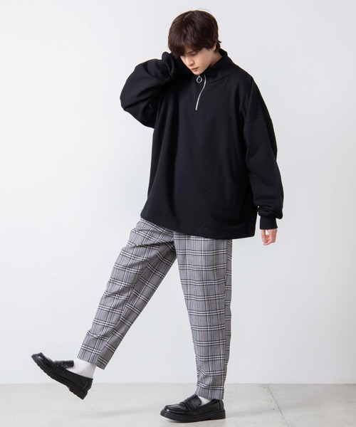 WEGO(ウィゴー)の「WEGO/ドローストリングルーズハーフジップビッグシルエットプルオーバー(スウェット・メンズ・ホワイト/ブラック/グリーン系その他・LARGE/MEDIUM)」の7枚目の写真