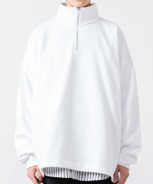 WEGO(ウィゴー)の「WEGO/ドローストリングルーズハーフジップビッグシルエットプルオーバー(スウェット・メンズ・ホワイト/ブラック/グリーン系その他・LARGE/MEDIUM)」の10枚目の写真