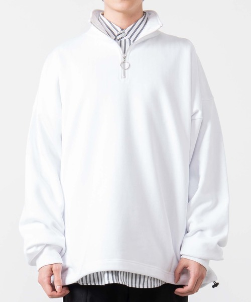 WEGO(ウィゴー)の「WEGO/ドローストリングルーズハーフジップビッグシルエットプルオーバー(スウェット・メンズ・ホワイト/ブラック/グリーン系その他・LARGE/MEDIUM)」の13枚目の写真