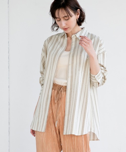 A part by（アパートバイ）の「CoTeLiオーバーシャツ 910307（シャツ/ブラウス・レディース・アイボリー/ブラック系その他/ブラウン系その他/オレンジ・FREE）」の3枚目の写真