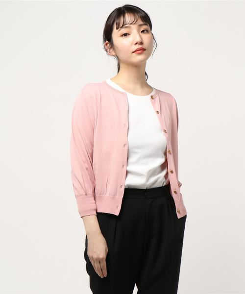 12Twelve Agenda(トゥエルブ アジェンダ)の「ESクルーネックメタル釦ゆるニットカーディガン(カーディガン/ボレロ・レディース・ピンク/ベージュ/オフホワイト/ブラック/ミント/ネイビー・M)」の17枚目の写真