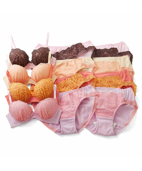 flufeel（フラフィール）の「毎日おそろいで心ときめく　ブラ＆ショーツ＆サニタリーショーツ（ブラ&ショーツ・レディース・パープル/オレンジ/ピンク系その他・1/11/8/10/9/7/12/18/19/21/2/4/22/20/17/15 /14/13/5/3/6）」の5枚目の写真