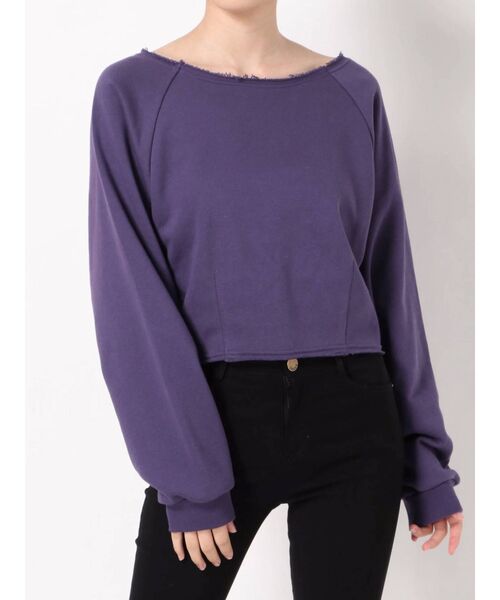 EMODA（エモダ）の「マークウエストショートプルオーバー（Tシャツ/カットソー・レディース・ブラック/パープル/グレー/カーキ・FREE）」の4枚目の写真