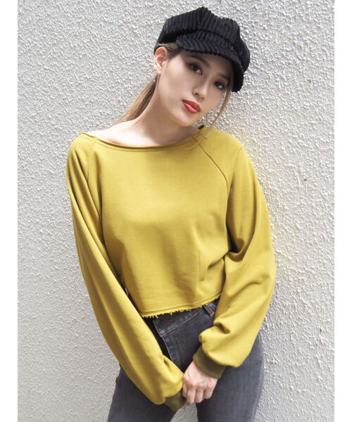 EMODA（エモダ）の「マークウエストショートプルオーバー（Tシャツ/カットソー・レディース・ブラック/パープル/グレー/カーキ・FREE）」の3枚目の写真