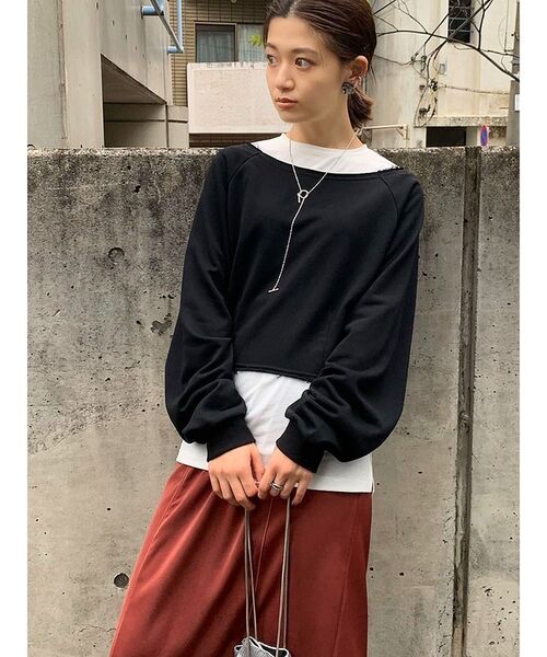 EMODA（エモダ）の「マークウエストショートプルオーバー（Tシャツ/カットソー・レディース・ブラック/パープル/グレー/カーキ・FREE）」の22枚目の写真