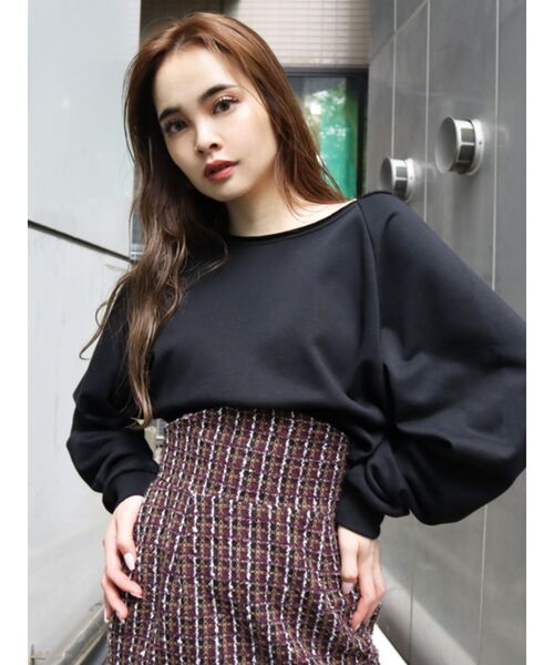 EMODA（エモダ）の「マークウエストショートプルオーバー（Tシャツ/カットソー・レディース・ブラック/パープル/グレー/カーキ・FREE）」の21枚目の写真