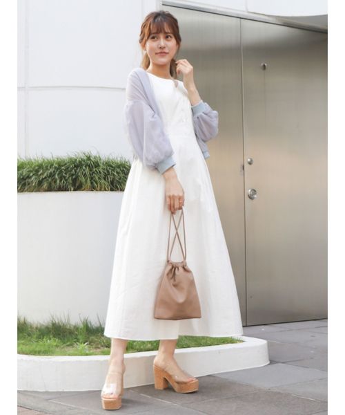 dazzlin（ダズリン）の「バックミニリボンロングワンピース（ワンピース・レディース・ブラウン/オフホワイト/グリーン・FREE）」の4枚目の写真