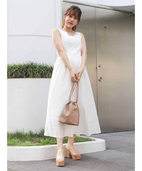 dazzlin（ダズリン）の「バックミニリボンロングワンピース（ワンピース・レディース・ブラウン/オフホワイト/グリーン・FREE）」の5枚目の写真