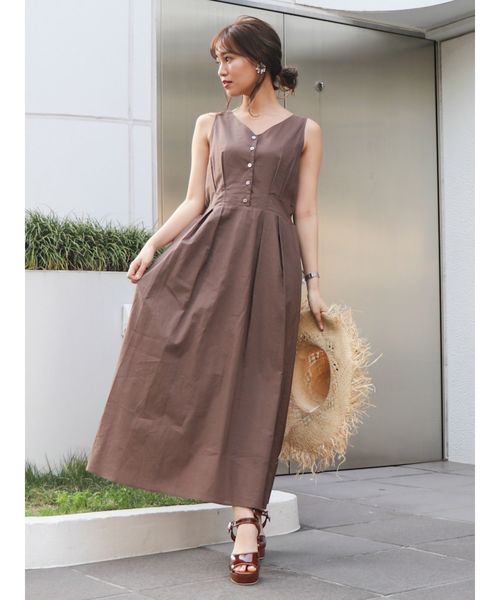 dazzlin（ダズリン）の「バックミニリボンロングワンピース（ワンピース・レディース・ブラウン/オフホワイト/グリーン・FREE）」の7枚目の写真