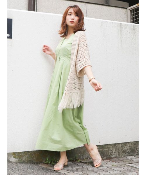 dazzlin（ダズリン）の「バックミニリボンロングワンピース（ワンピース・レディース・ブラウン/オフホワイト/グリーン・FREE）」の8枚目の写真